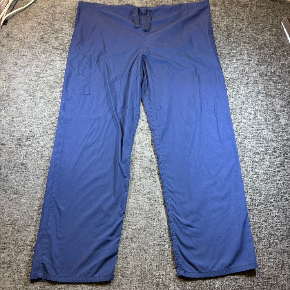 Cherokee Scrub Pants Unisex Large Navy Blue Drawstring Cargo Workwear 4100